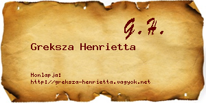 Greksza Henrietta névjegykártya